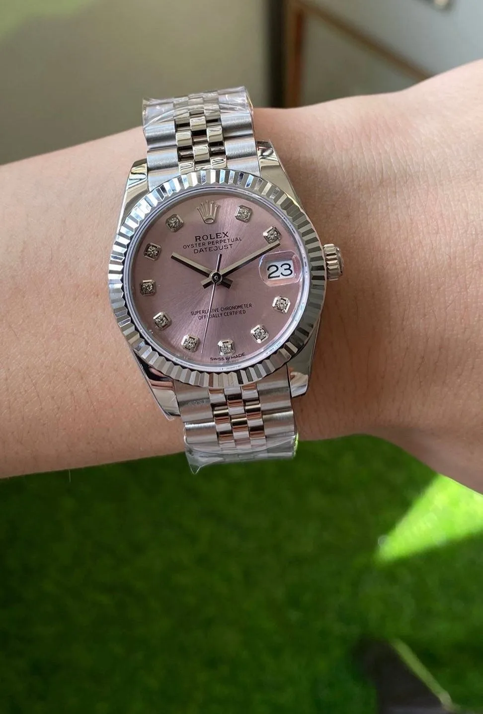 Pink Silver Combo Watch