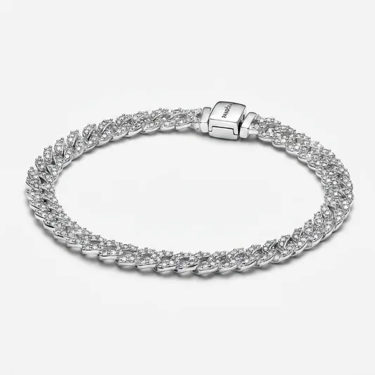 Silver Ayra Timeless Pavé Chain Bracelet