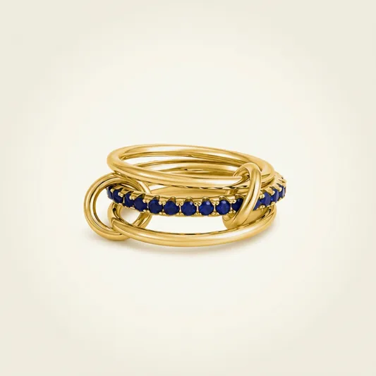 Illyra Blue Stacked Ring in Gold