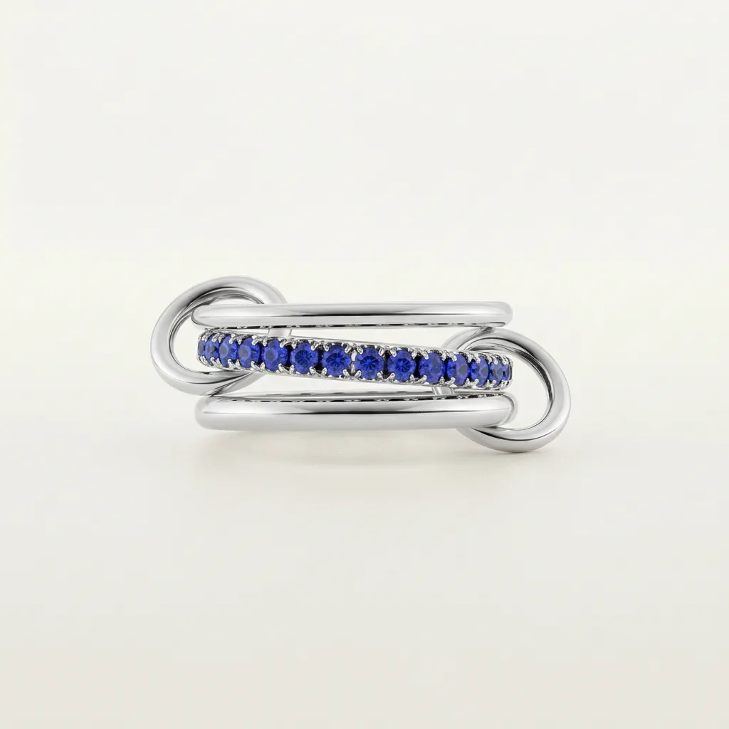 Illyra Blue Stacked Ring in Silver