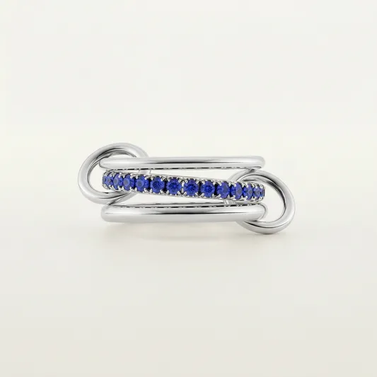 Illyra Blue Stacked Ring in Silver