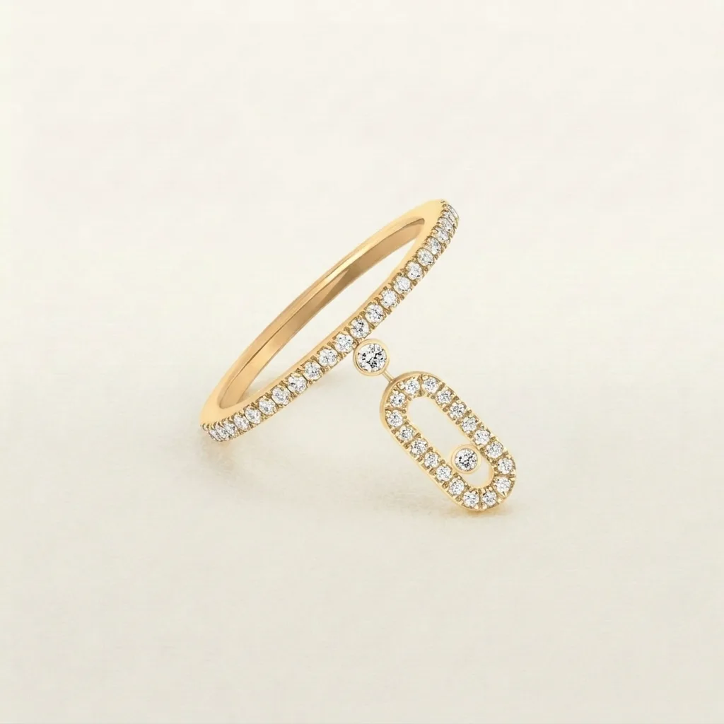 Chaira Dangling Ring Diamanté (gold & silver)