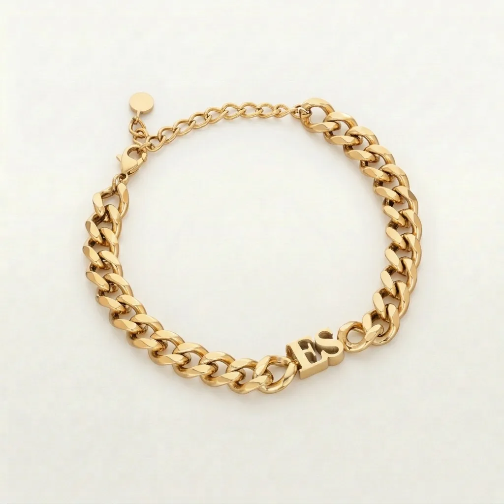 Cuban Initial Bracelet (Gold & Silver & Rose Gold)