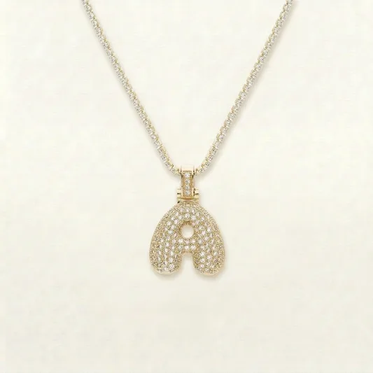 ICY Bubble Letter Initial Necklace