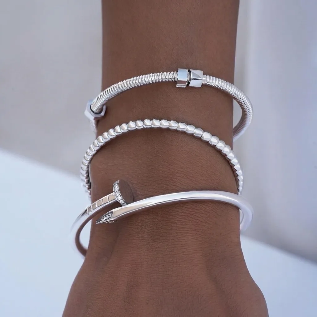 Rhinestone Nail Bracelet (fine) (in silver & gold)