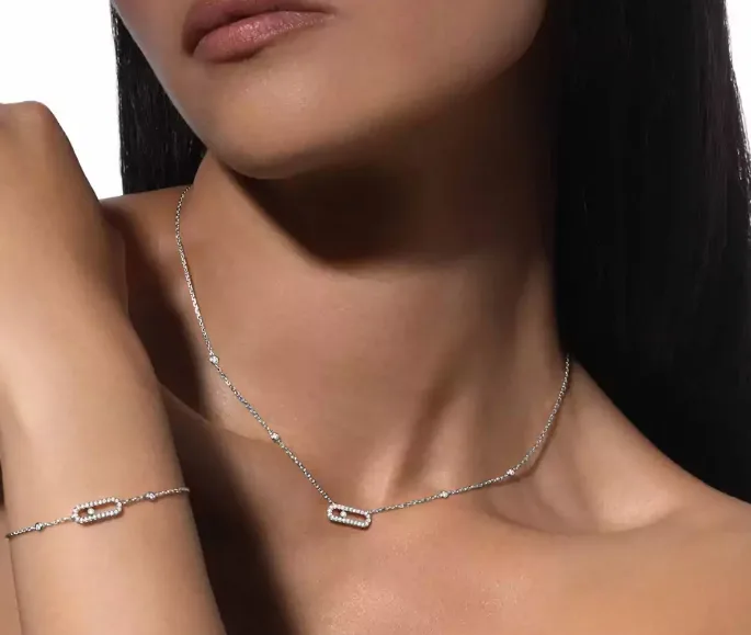 Mollyanne Diamanté Silver Uno Necklace